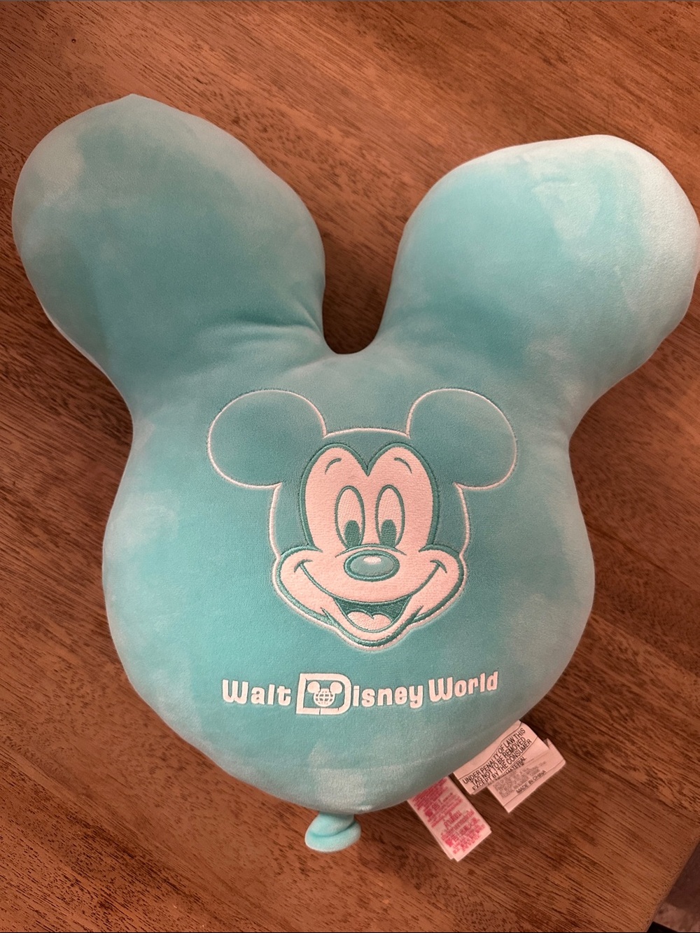 Walt Disney world balloon Teal Mickey Mouse play in the park accent toss pillow